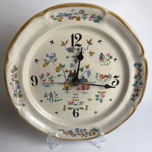 Vintage Heartland International China Plate Clock Quartz 10.5" Working Excellent